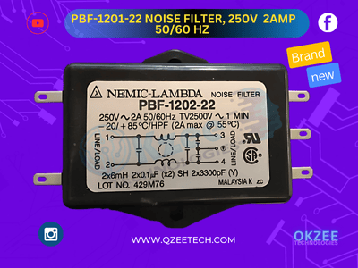 Nemic-Lambda PBF-1202-22 Noise Filter, 250V 2 Amp 50/60 HZ TV 2500V~1 Min - Brand new best price in Lahore, Pakistan