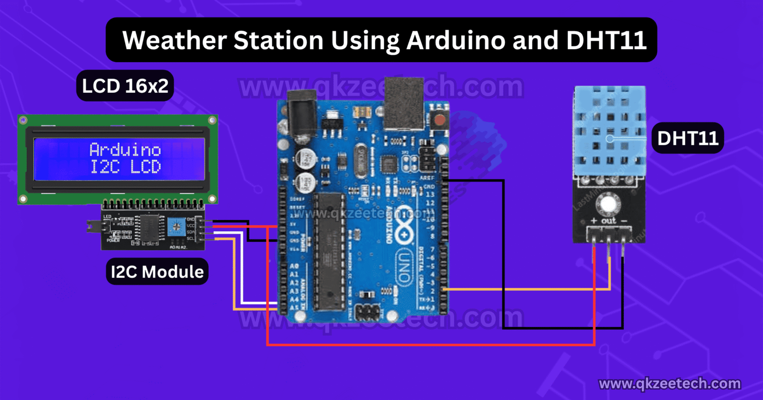 Arduino weather station using DHT11 sensor with LCD display – best final year project in Lahore, Pakistan for students in electronics engineering