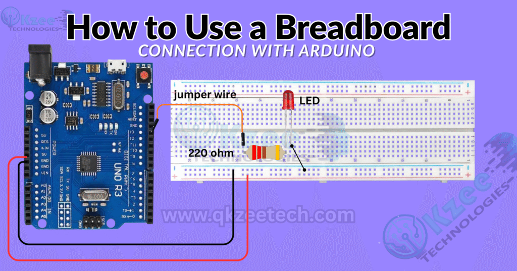 Arduino LED blinking project on breadboard