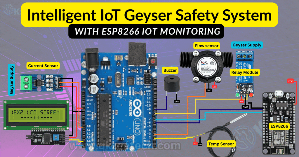 Intelligent IoT Geyser Safety System Circuit Diagram