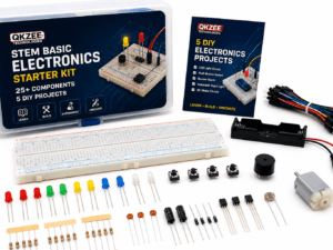 QKZEE STEM Basic Electronics Starter Kit with Breadboard, LEDs, Resistors, Capacitors, Diodes and Transistors for Kids in Pakistan