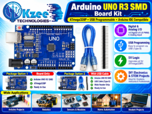 Arduino Uno R3 SMD board kit with USB cable and header pins