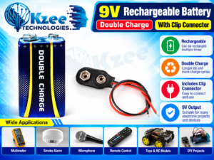 9V rechargeable battery Double Charge with clip connector