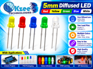 5mm diffused LED light emitting diodes in red yellow green blue and white