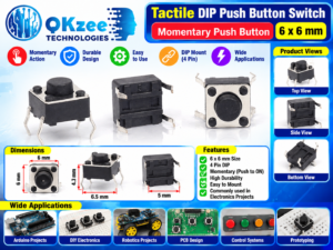 Tactile DIP push button switch 6x6mm momentary 4-pin