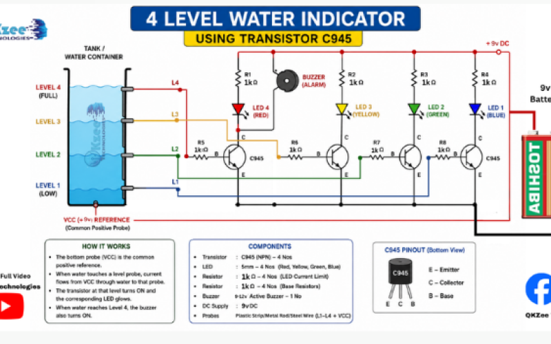 4 level water level indicator using c945